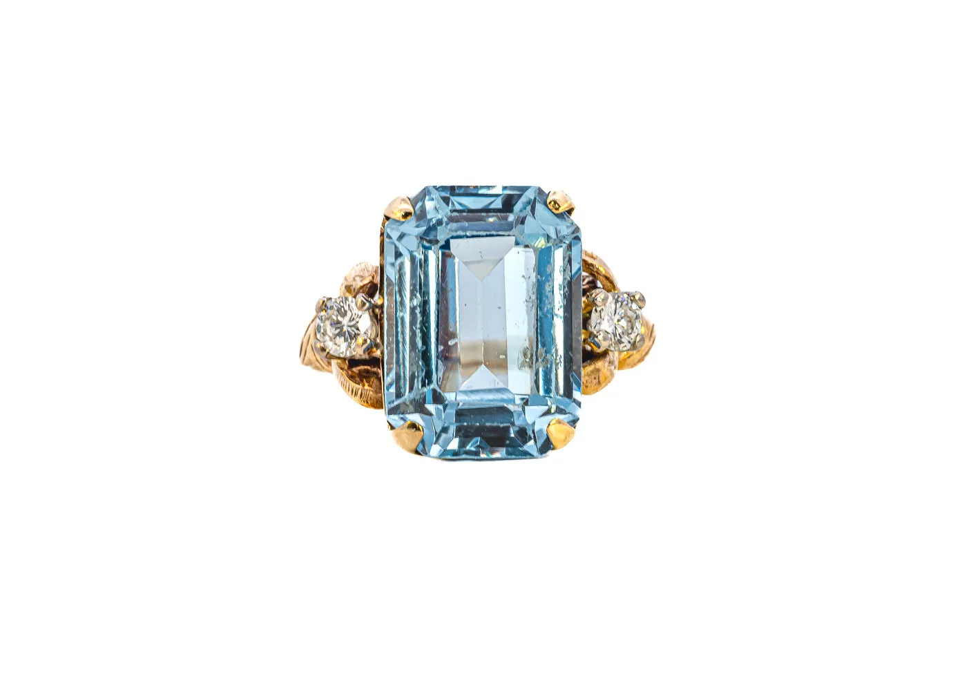 Elegant Yellow and White Gold Synthetic Blue Spinel and Diamond Ring