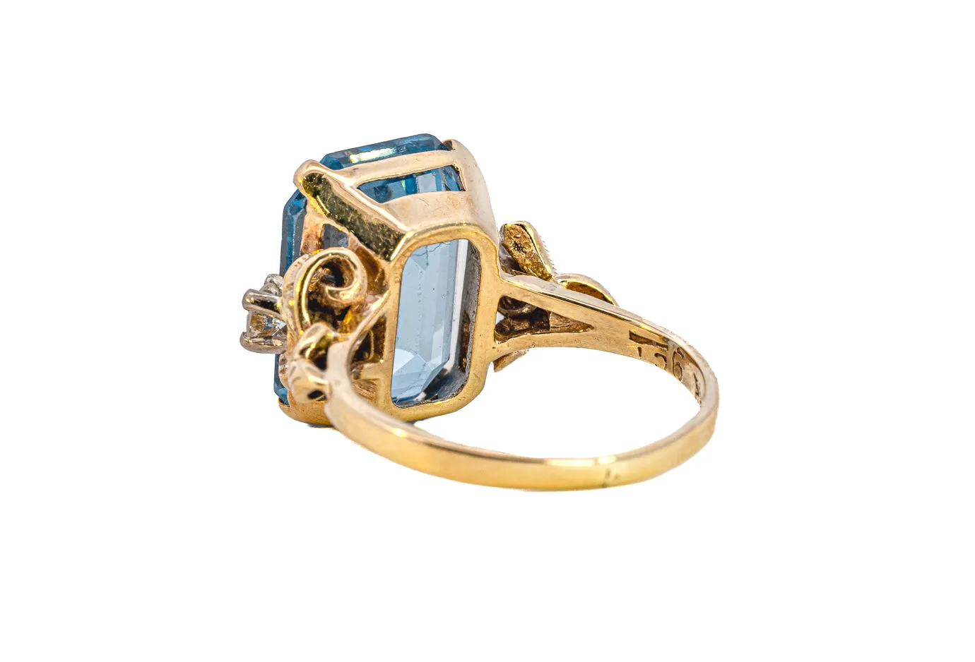 Elegant Yellow and White Gold Synthetic Blue Spinel and Diamond Ring