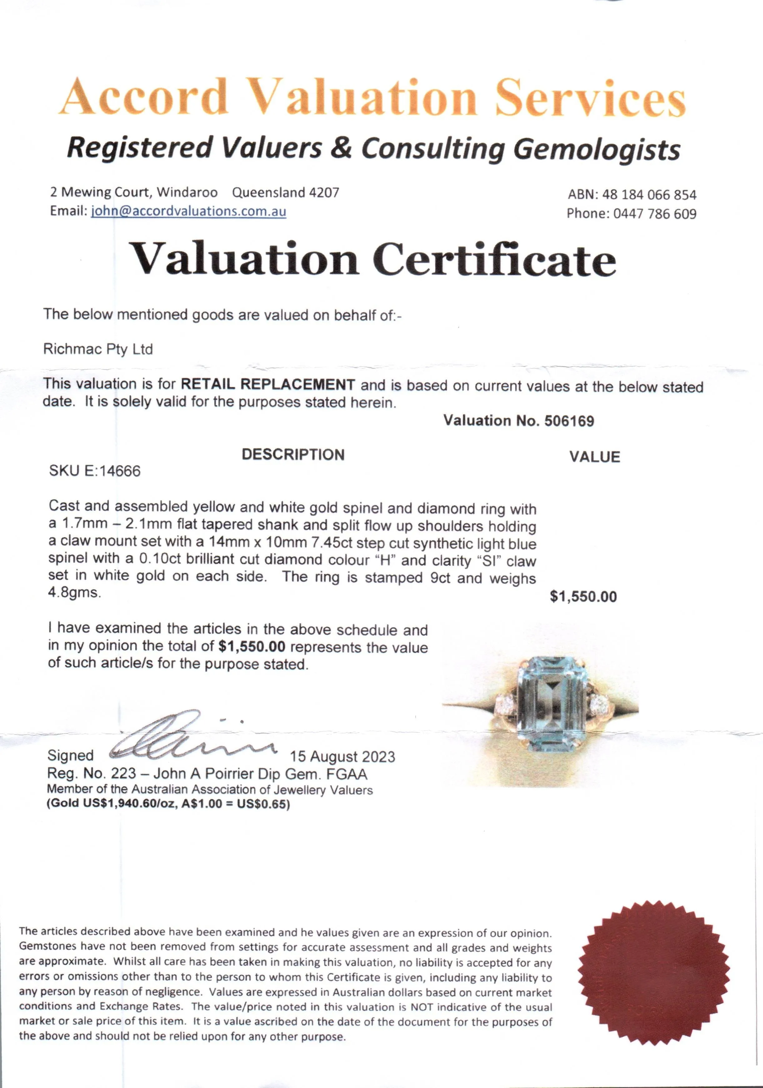 Elegant Yellow and White Gold Synthetic Blue Spinel and Diamond Ring