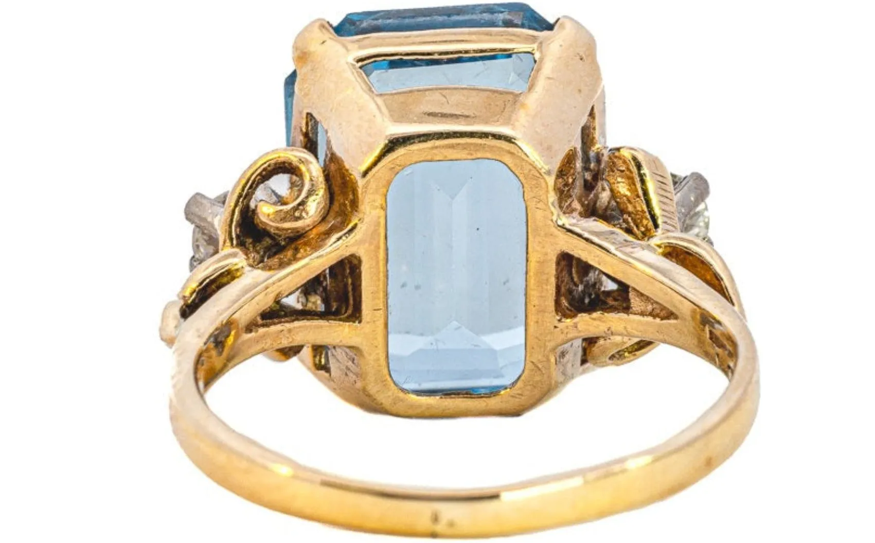 Elegant Yellow and White Gold Synthetic Blue Spinel and Diamond Ring