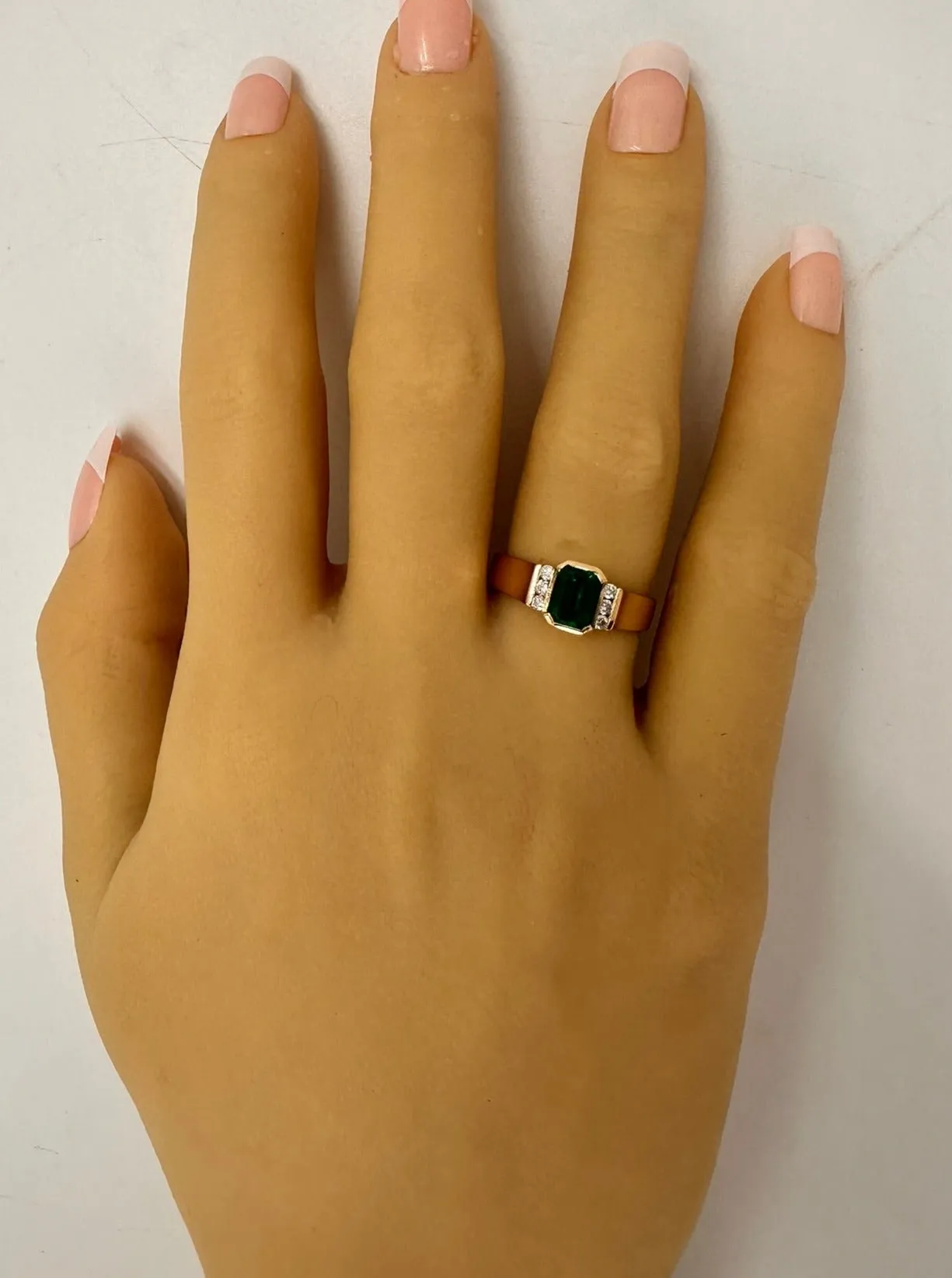 Emerald and Diamond 9ct Yellow Gold Ring