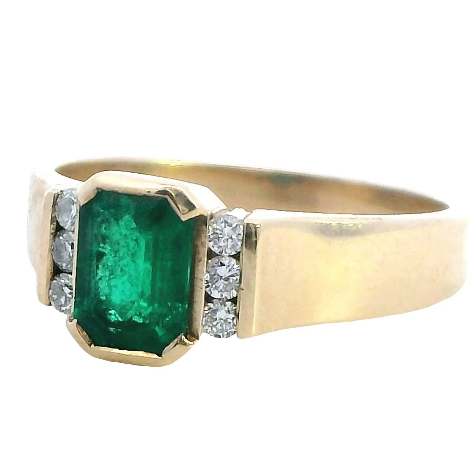 Emerald and Diamond 9ct Yellow Gold Ring