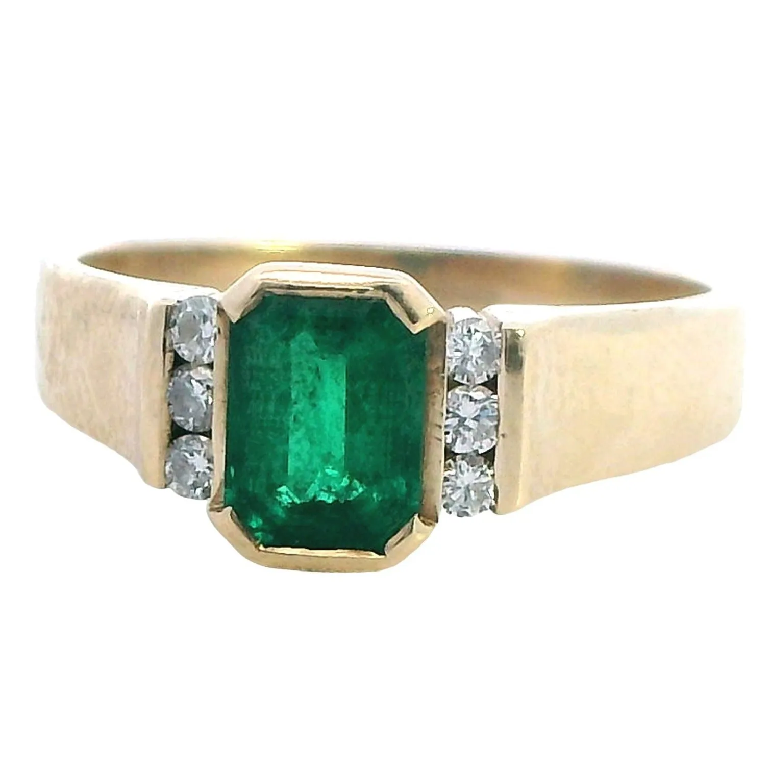 Emerald and Diamond 9ct Yellow Gold Ring