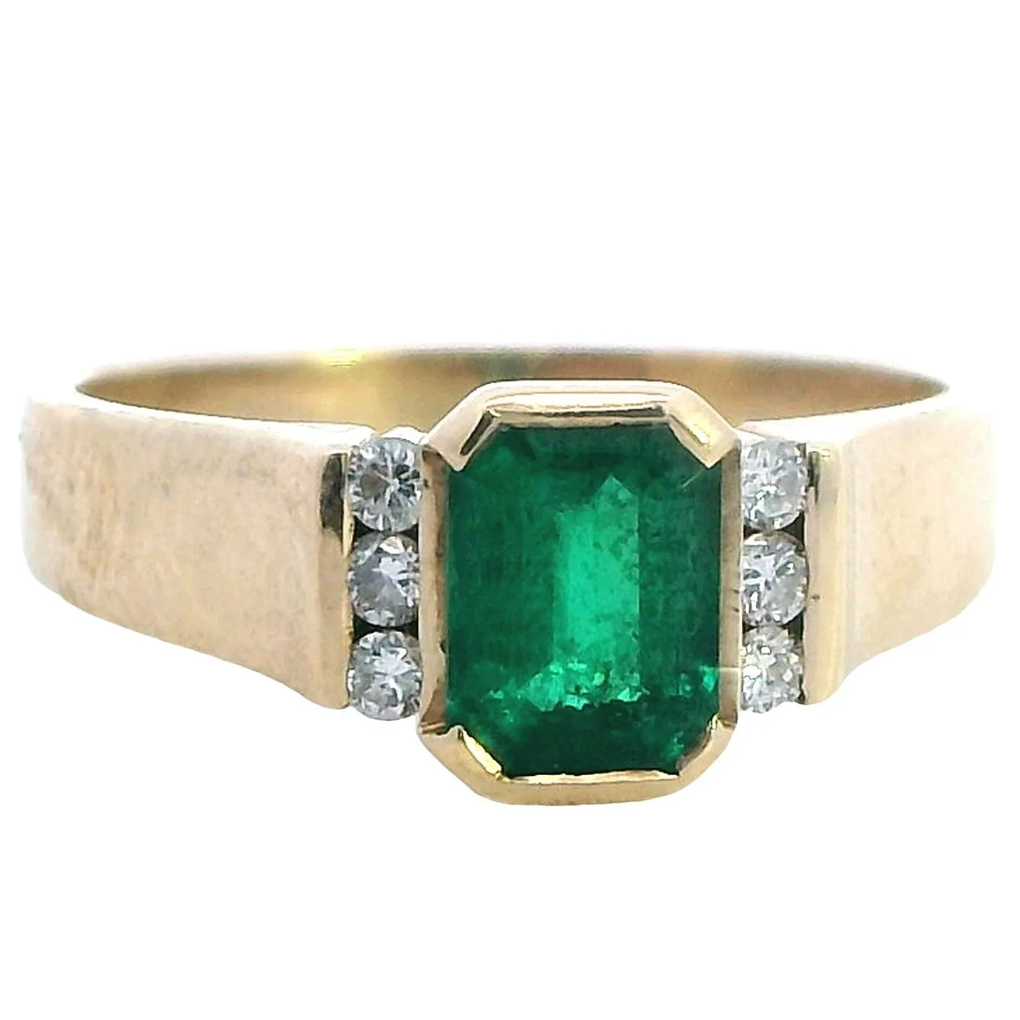Emerald and Diamond 9ct Yellow Gold Ring