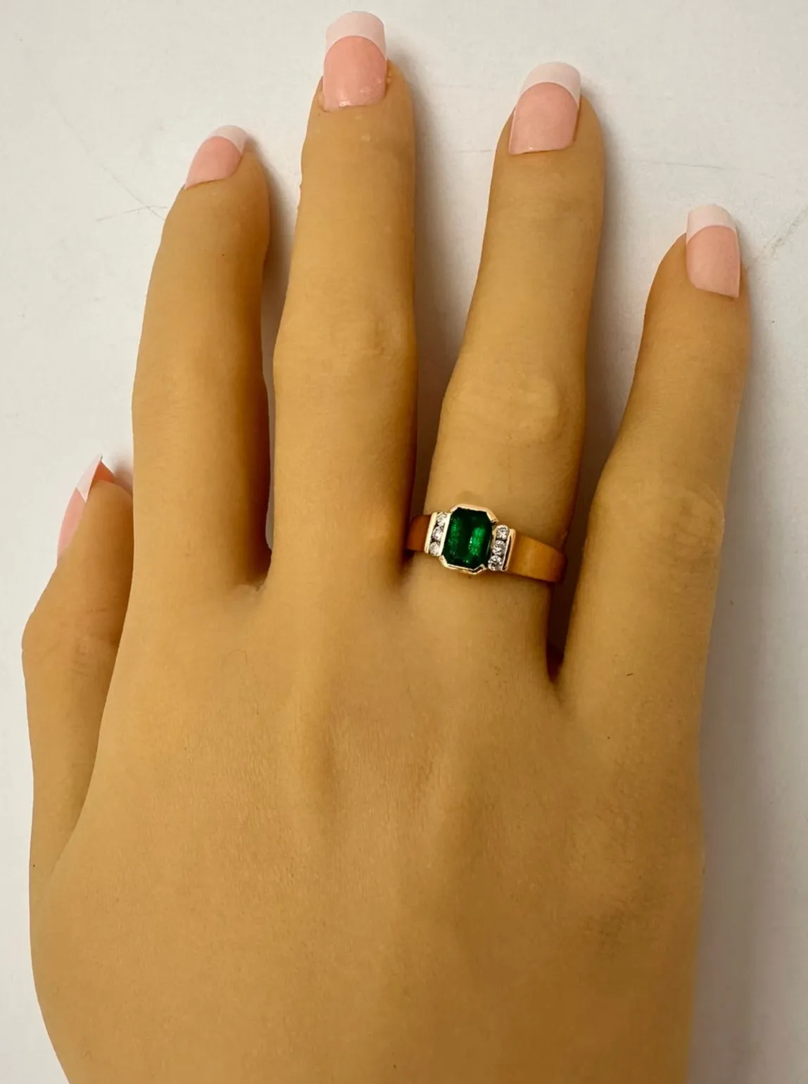 Emerald and Diamond 9ct Yellow Gold Ring