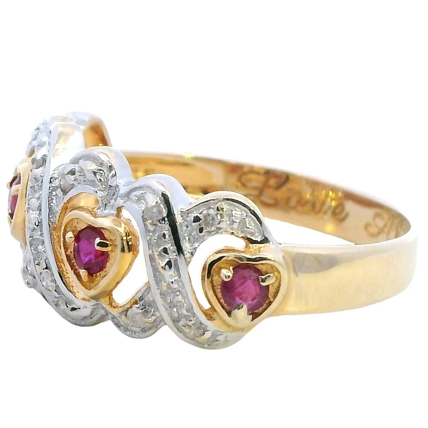 Enchanting Heirloom: 14ct Yellow Gold Ruby & Diamond Heart Ring