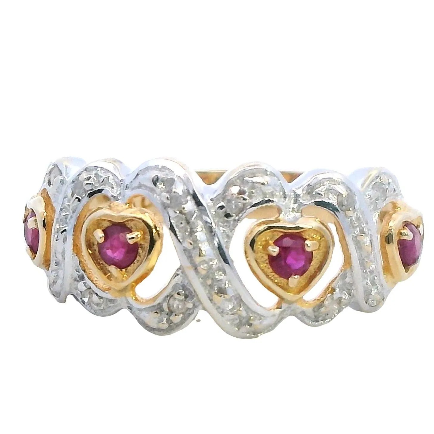 Enchanting Heirloom: 14ct Yellow Gold Ruby & Diamond Heart Ring
