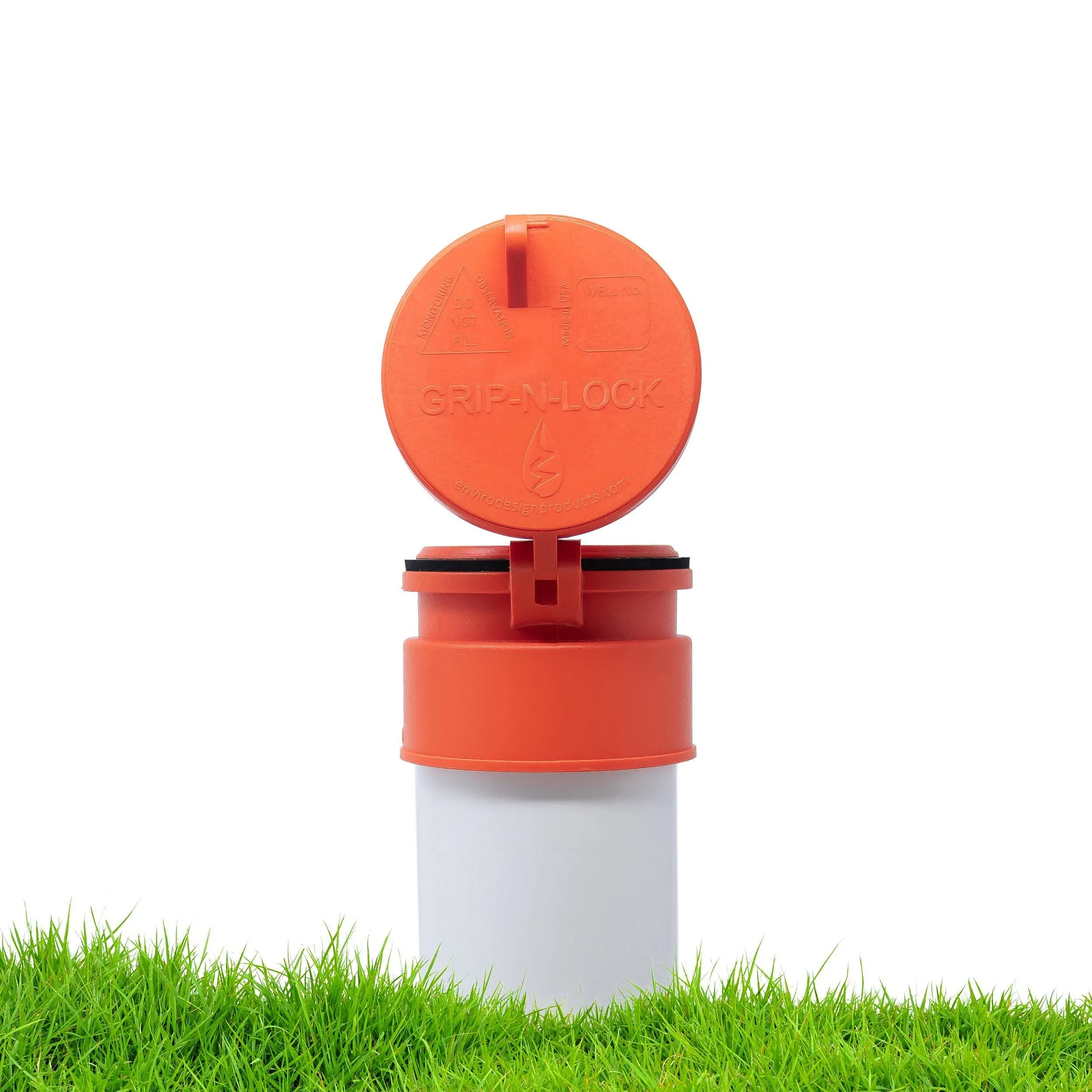 Enviro Design Products: Grip-N-Lock Well monitoring Cap, 4" Orange