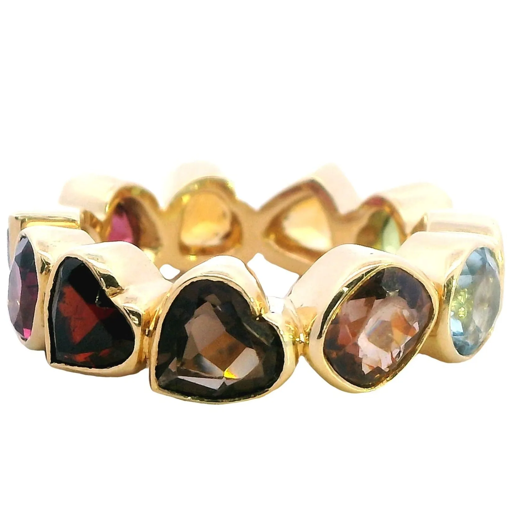 Exquisite 18ct Yellow Gold Full Circle Gemstone Ring - Diverse Cuts & Colours