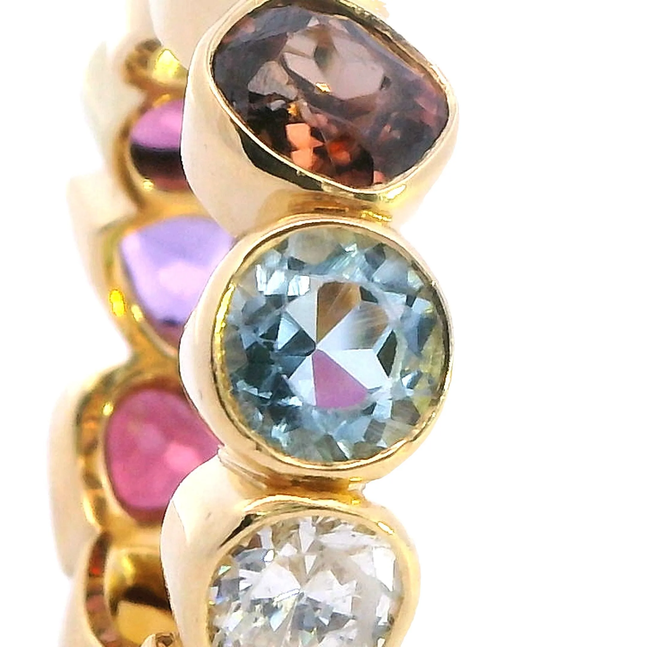 Exquisite 18ct Yellow Gold Full Circle Gemstone Ring - Diverse Cuts & Colours