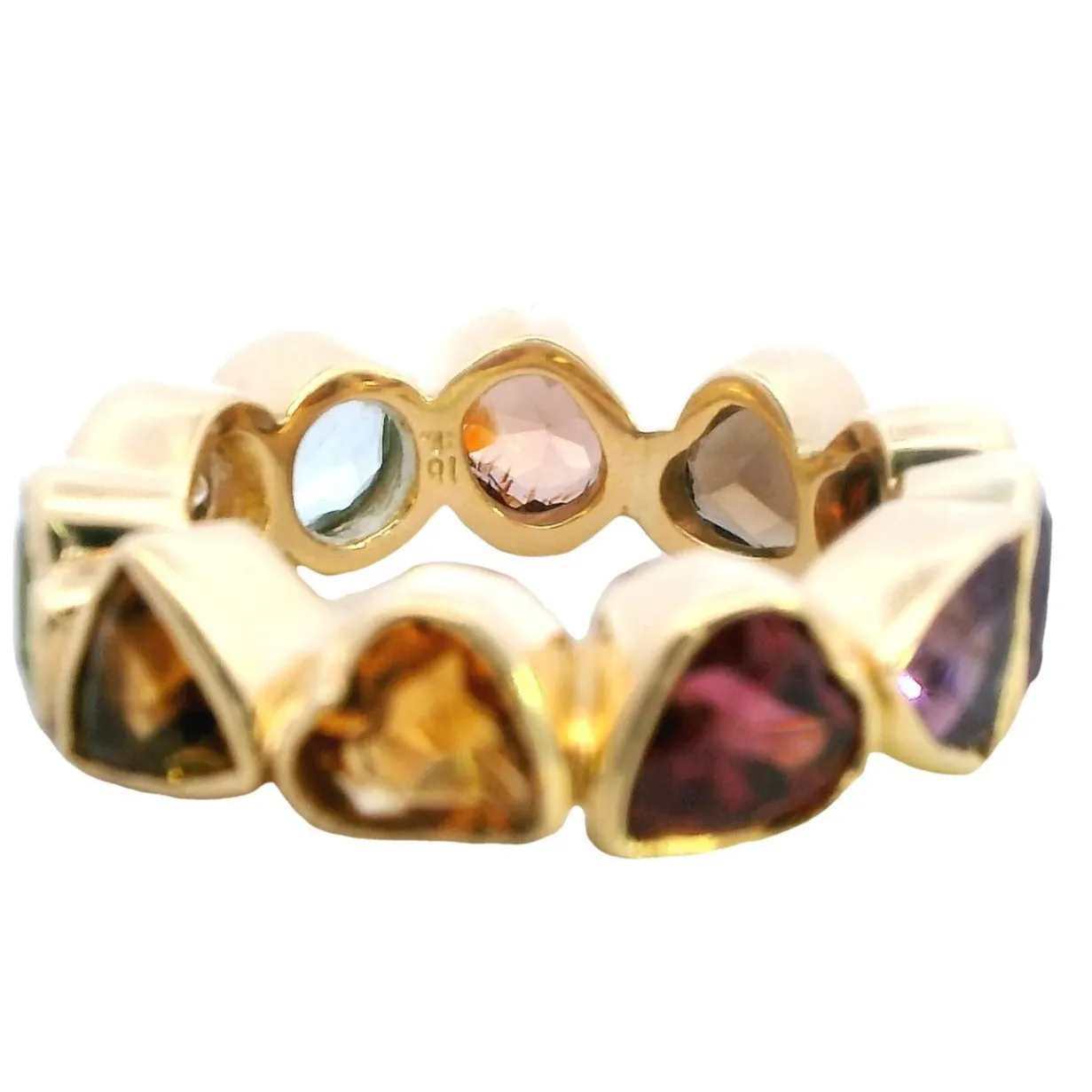 Exquisite 18ct Yellow Gold Full Circle Gemstone Ring - Diverse Cuts & Colours