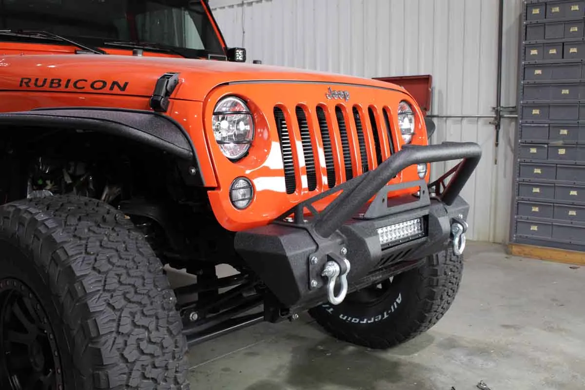Fishbone 2007 to 2018 JK Wrangler Front Stubby Winch Bumper with Tube Guard