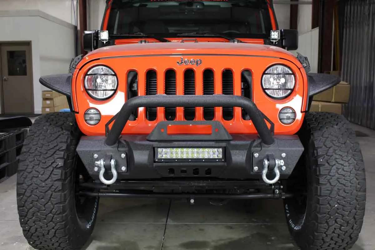 Fishbone 2007 to 2018 JK Wrangler Front Stubby Winch Bumper with Tube Guard