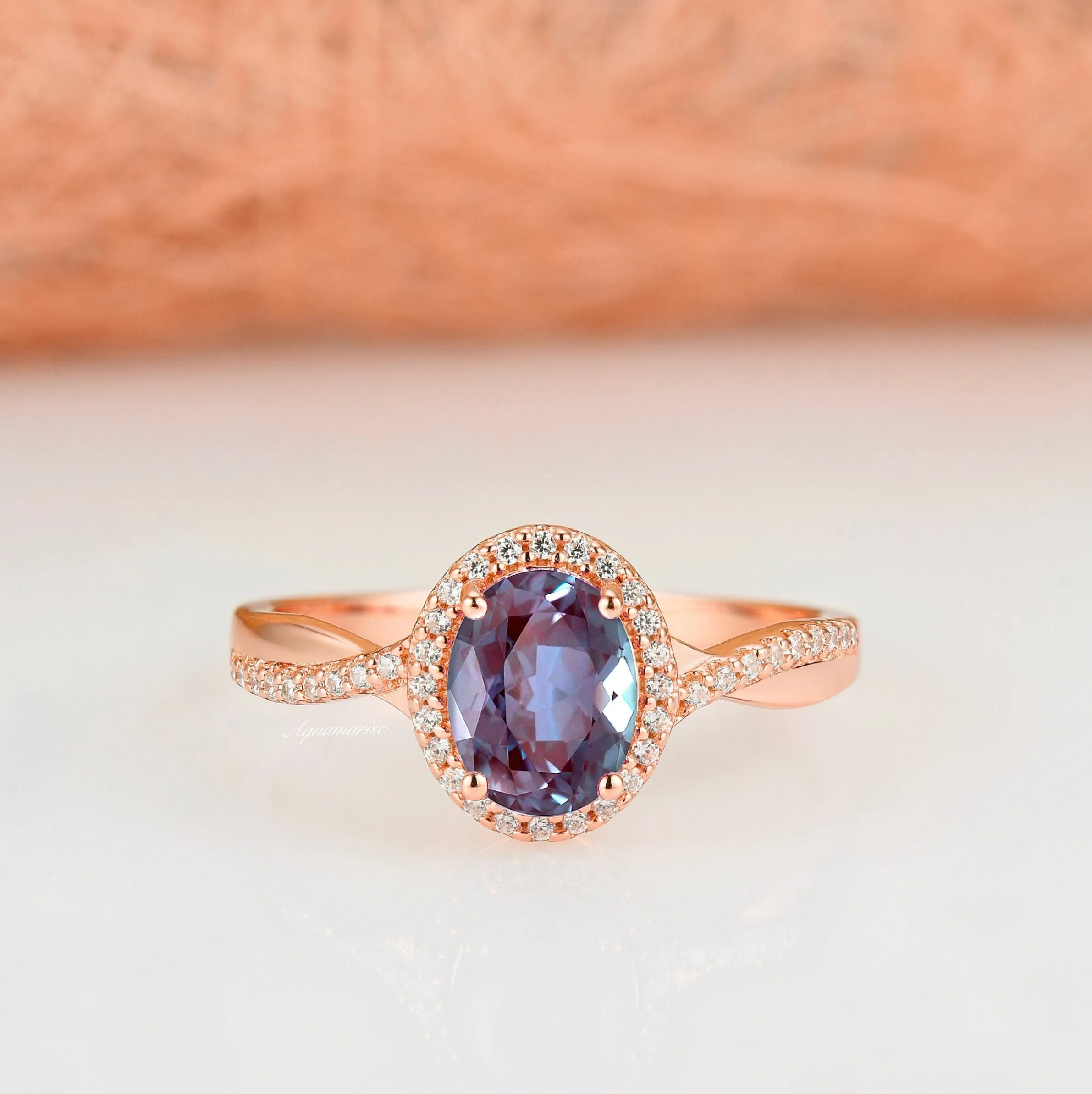Gemma Alexandrite Ring- 14K Rose Gold Vermeil