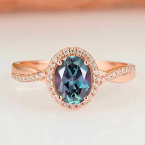 Gemma Alexandrite Ring- 14K Rose Gold Vermeil