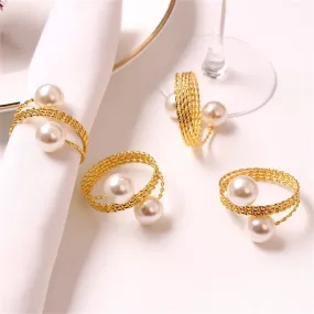 Gold Color Napkin Holder Rings-Spring Pearls