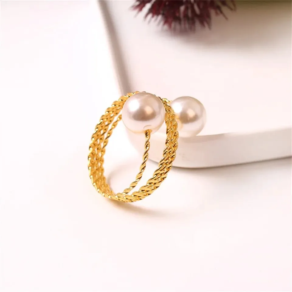 Gold Color Napkin Holder Rings-Spring Pearls