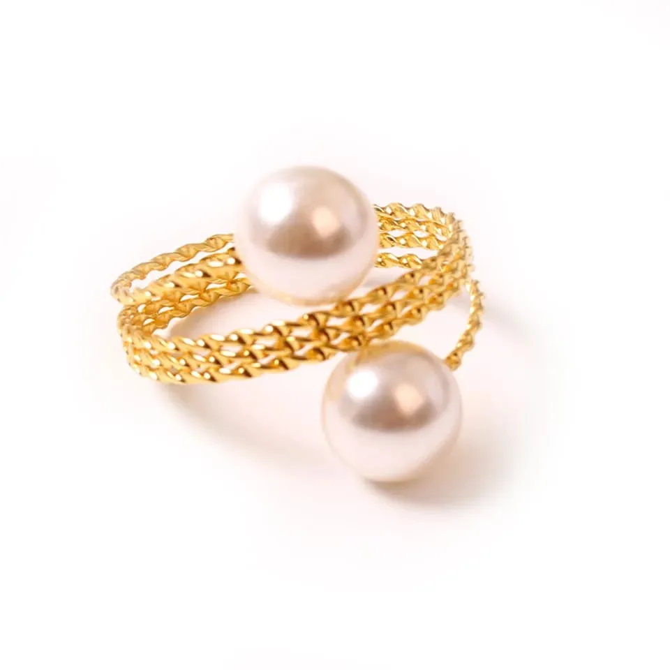 Gold Color Napkin Holder Rings-Spring Pearls