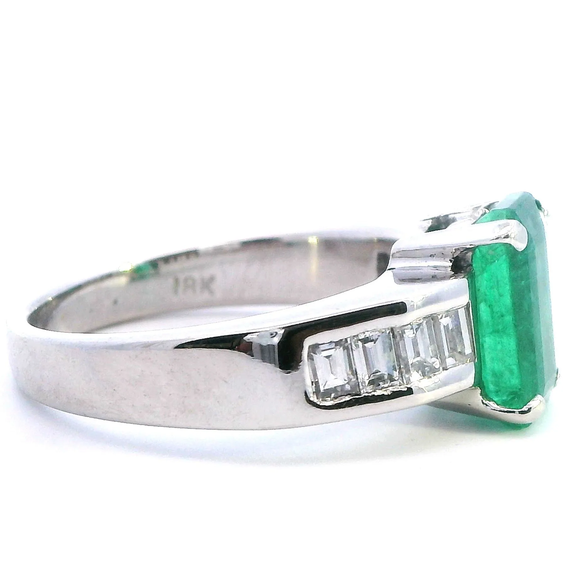 Handmade 18K White Gold Emerald and Diamond Ring