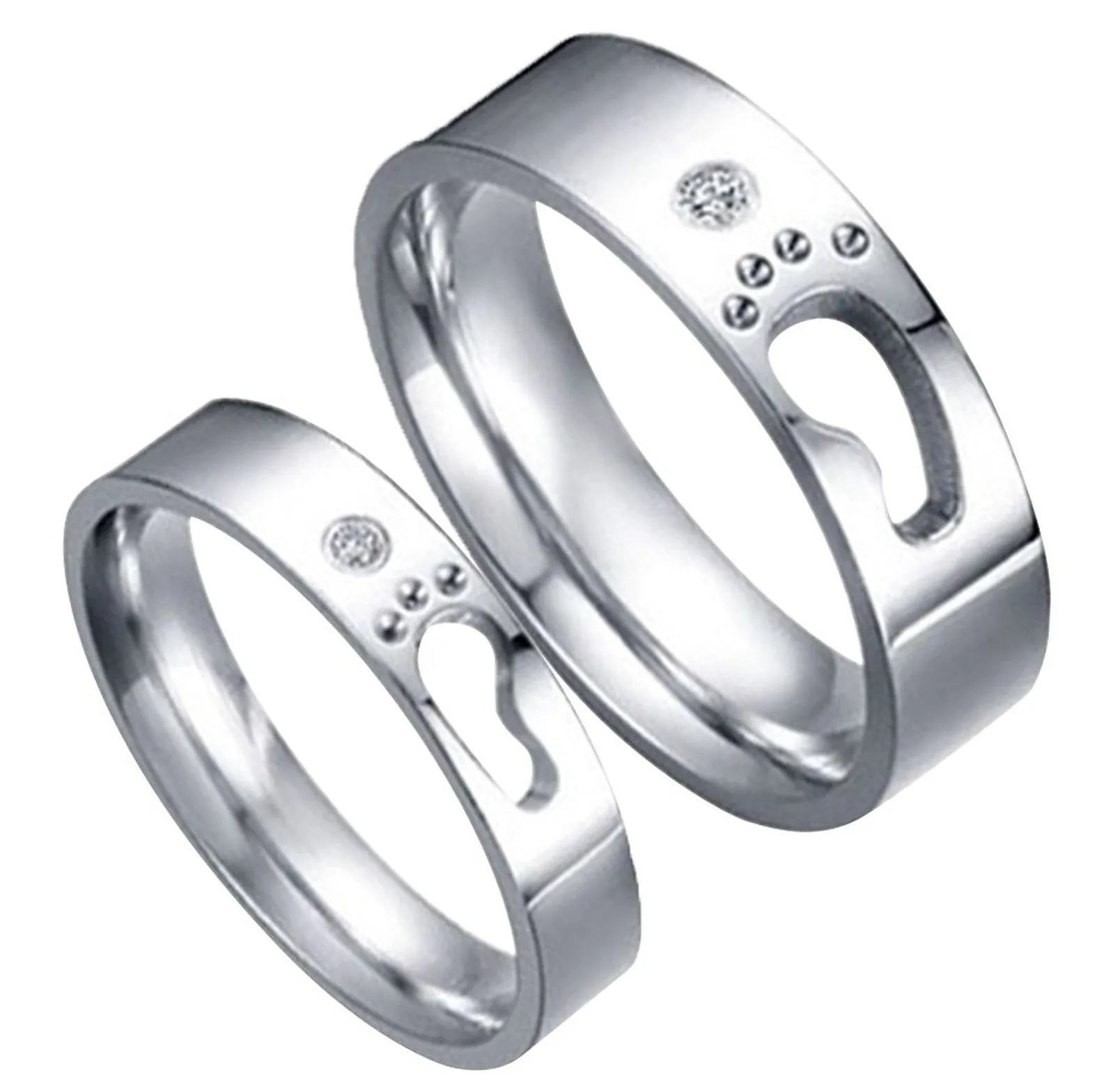 His & Hers Matching Set Step by Step Style Couple Rings, Wedding Band Set, Valentine, Anniversary, Wedding, Promise, Engagement Ring