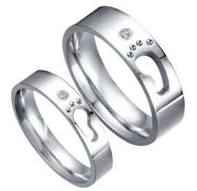 His & Hers Matching Set Step by Step Style Couple Rings, Wedding Band Set, Valentine, Anniversary, Wedding, Promise, Engagement Ring