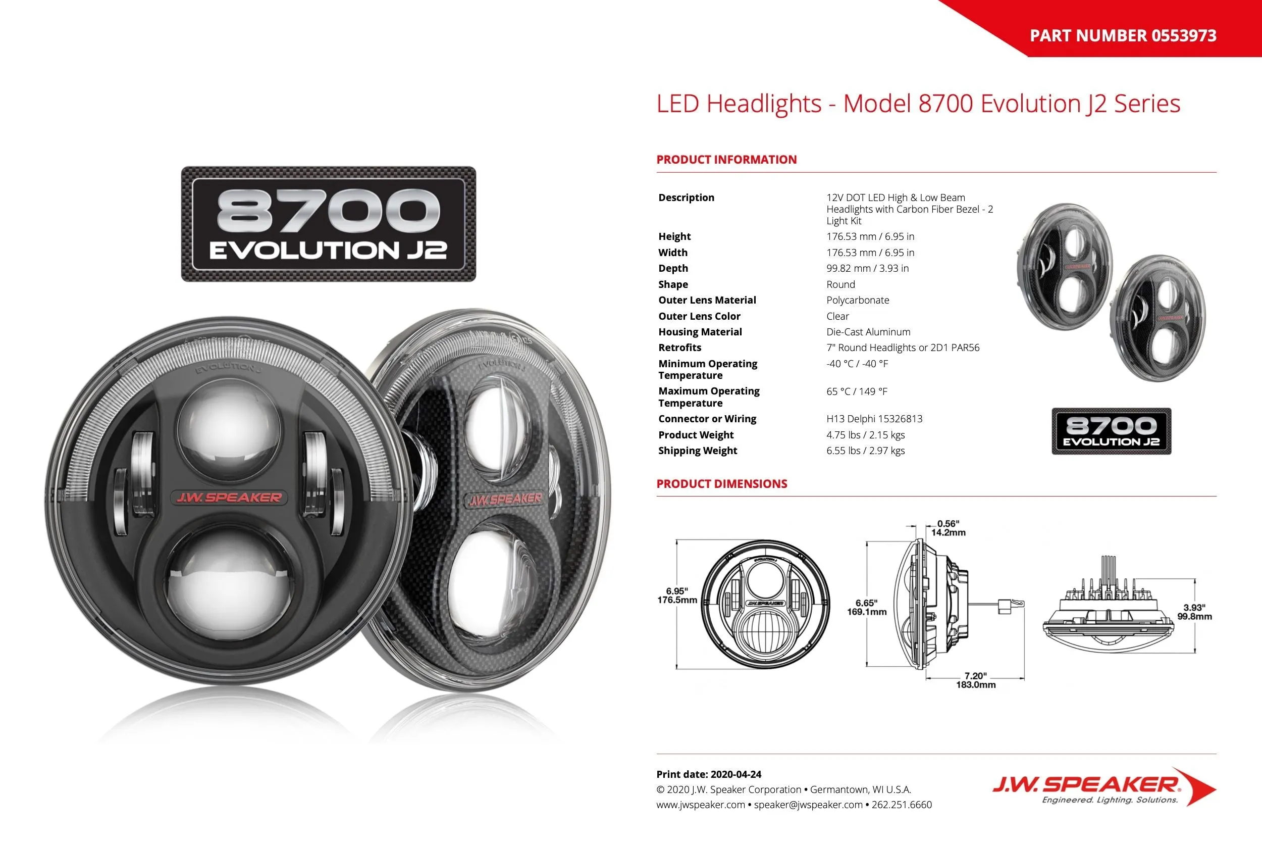 JW Speaker: 8700-EVOJ2 12V DOT (CARBON FIBER) (SET)