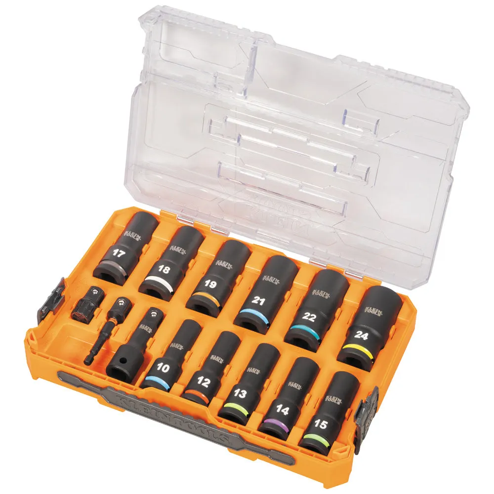 Klein 65111IMPCTM KNECT 1/2" Drive Deep Well Impact Socket Set, Metric, 14-Piece
