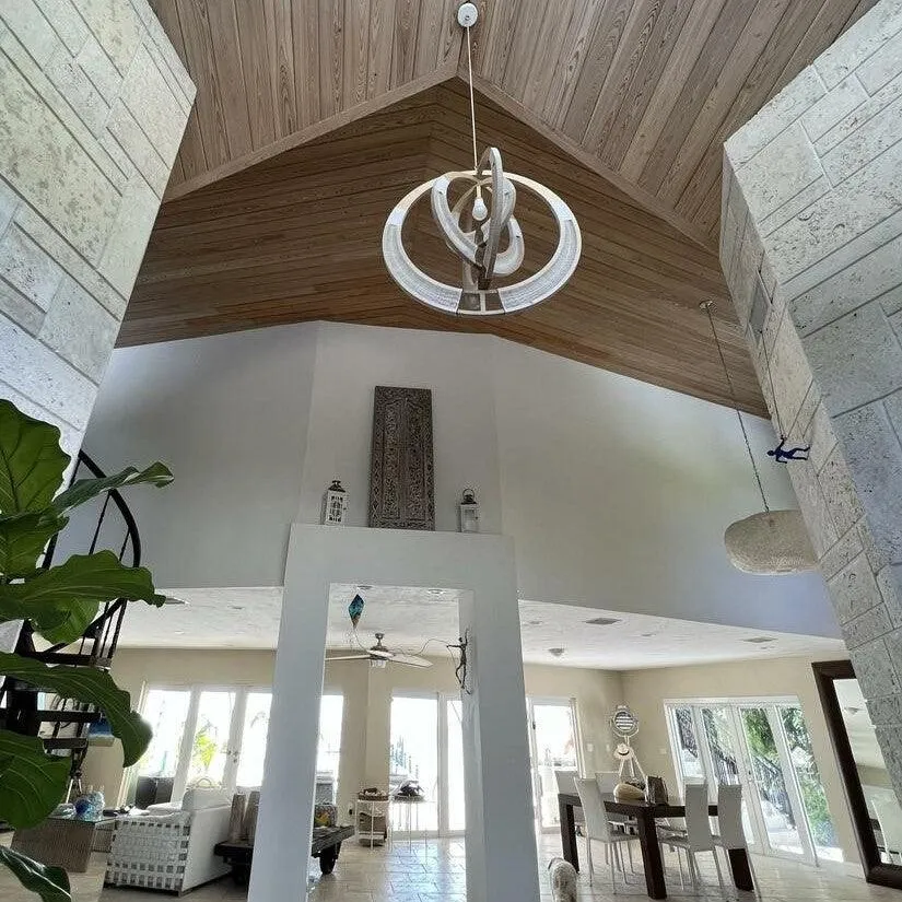 Large Black White Wood Chandelier