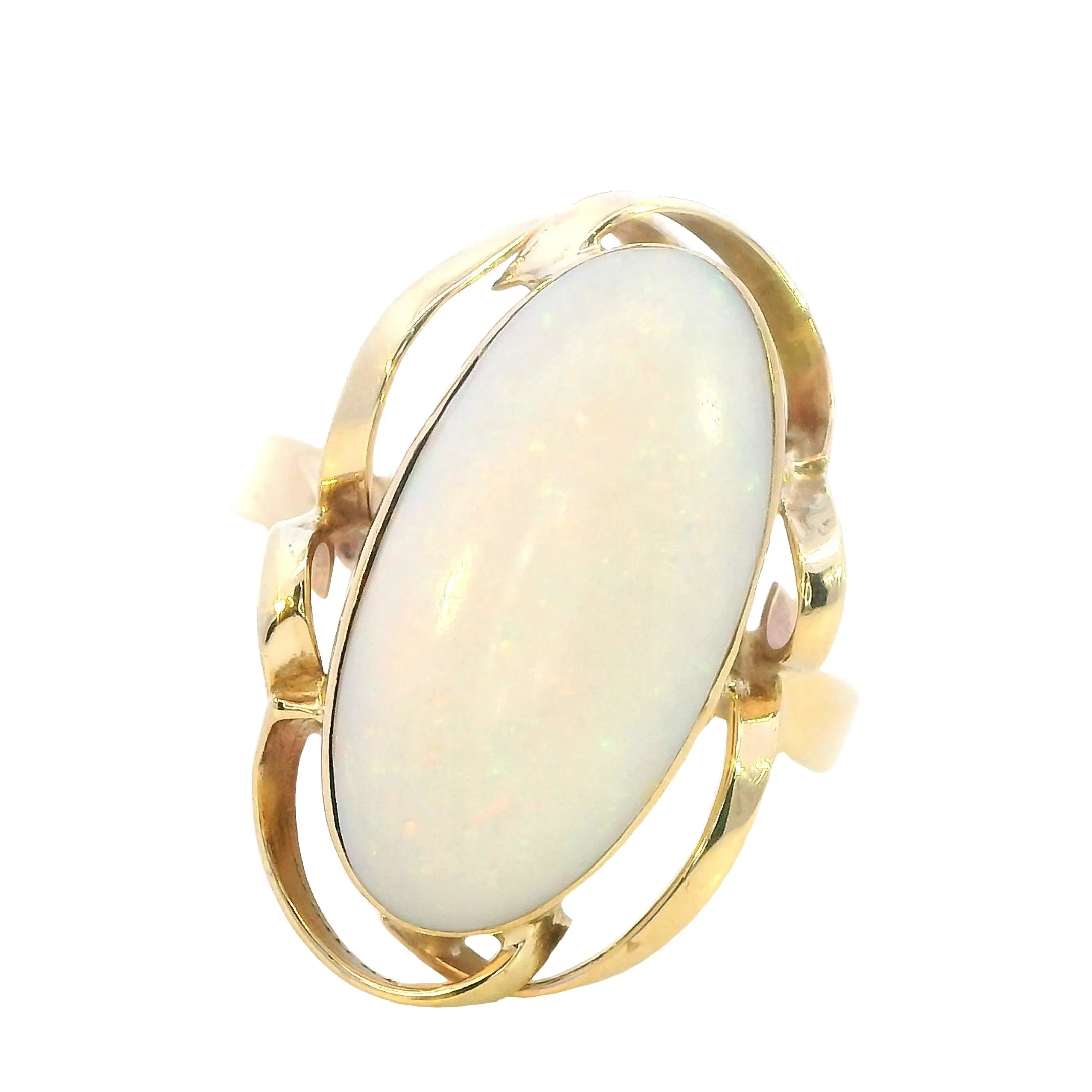 Mesmerizing 9ct Yellow Gold Opal Ring - Enchanting Colour Play