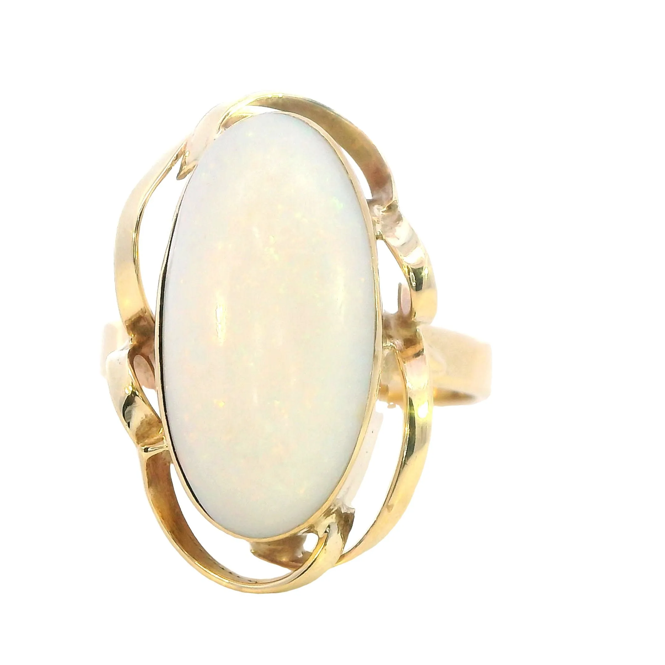 Mesmerizing 9ct Yellow Gold Opal Ring - Enchanting Colour Play