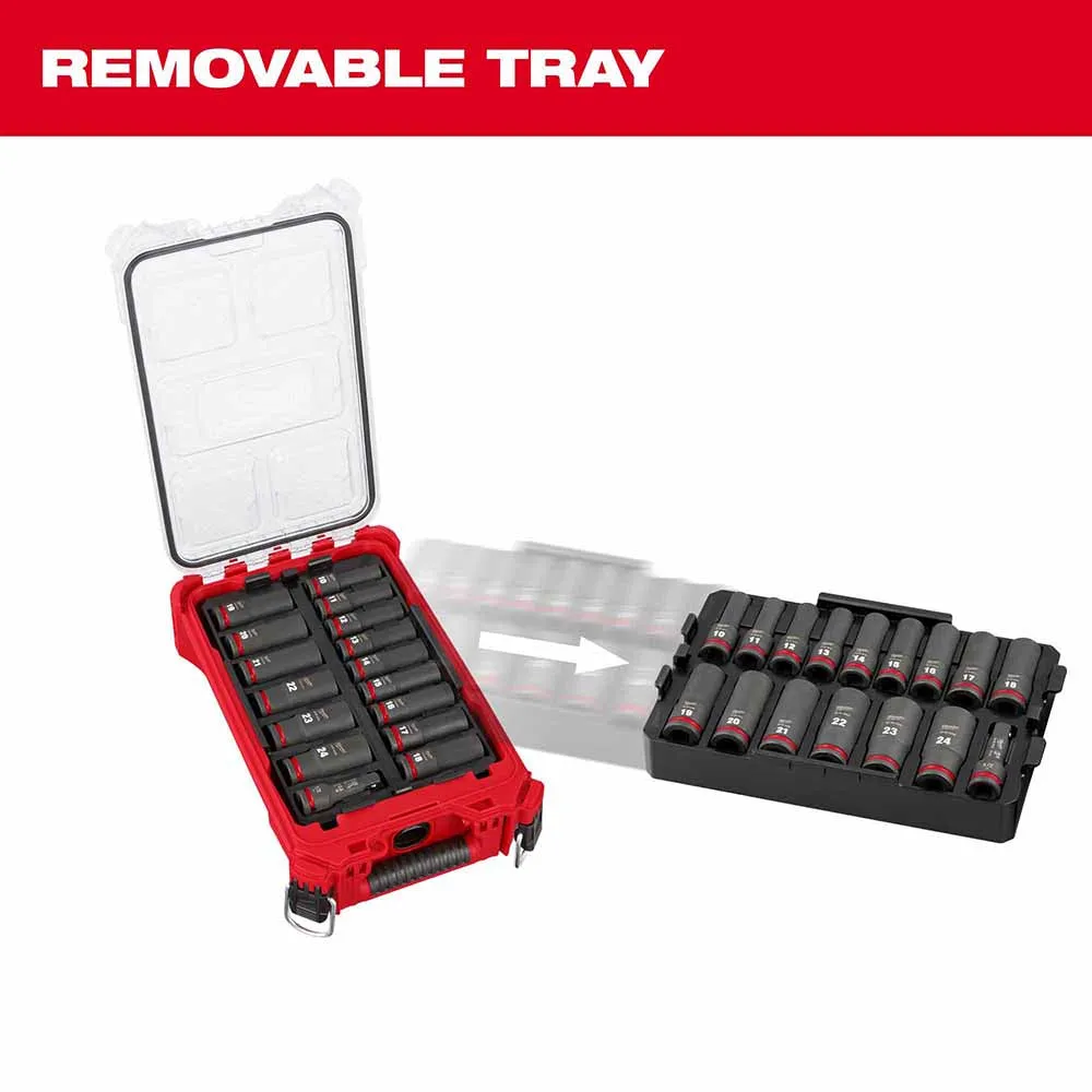 Milwaukee 49-66-6803 Shockwave Impact Duty Socket 1/2" Drive 16-Piece MM Packout Set