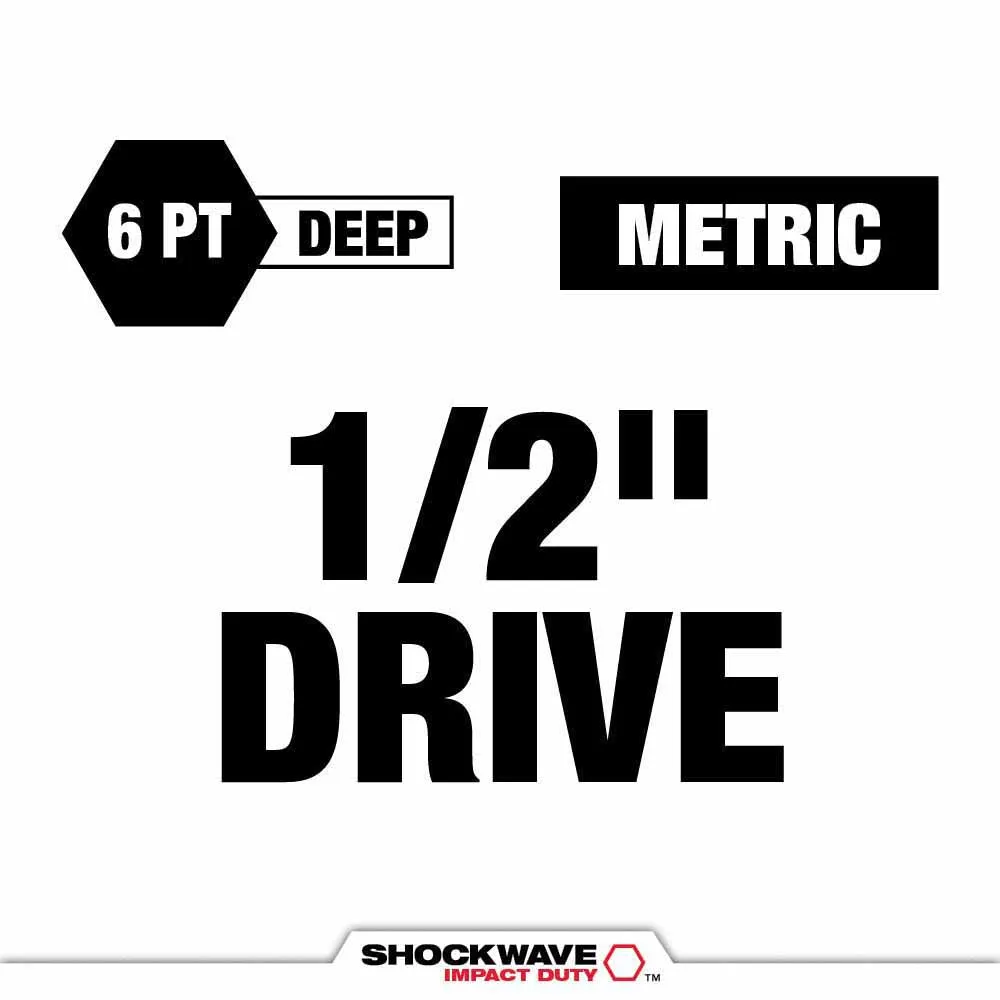 Milwaukee 49-66-6803 Shockwave Impact Duty Socket 1/2" Drive 16-Piece MM Packout Set