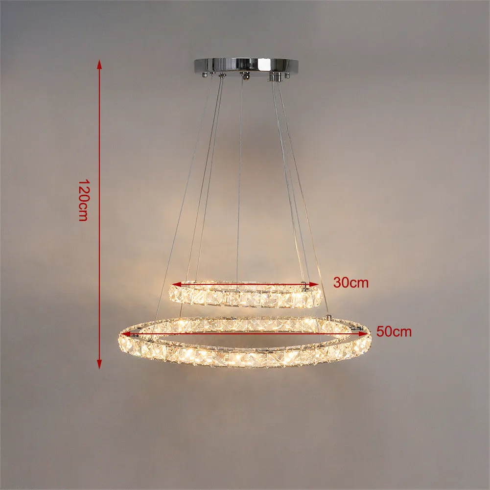 Modern 2-Tier Crystal LED Pendant Light