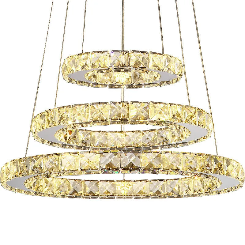 Modern 2-Tier Crystal LED Pendant Light