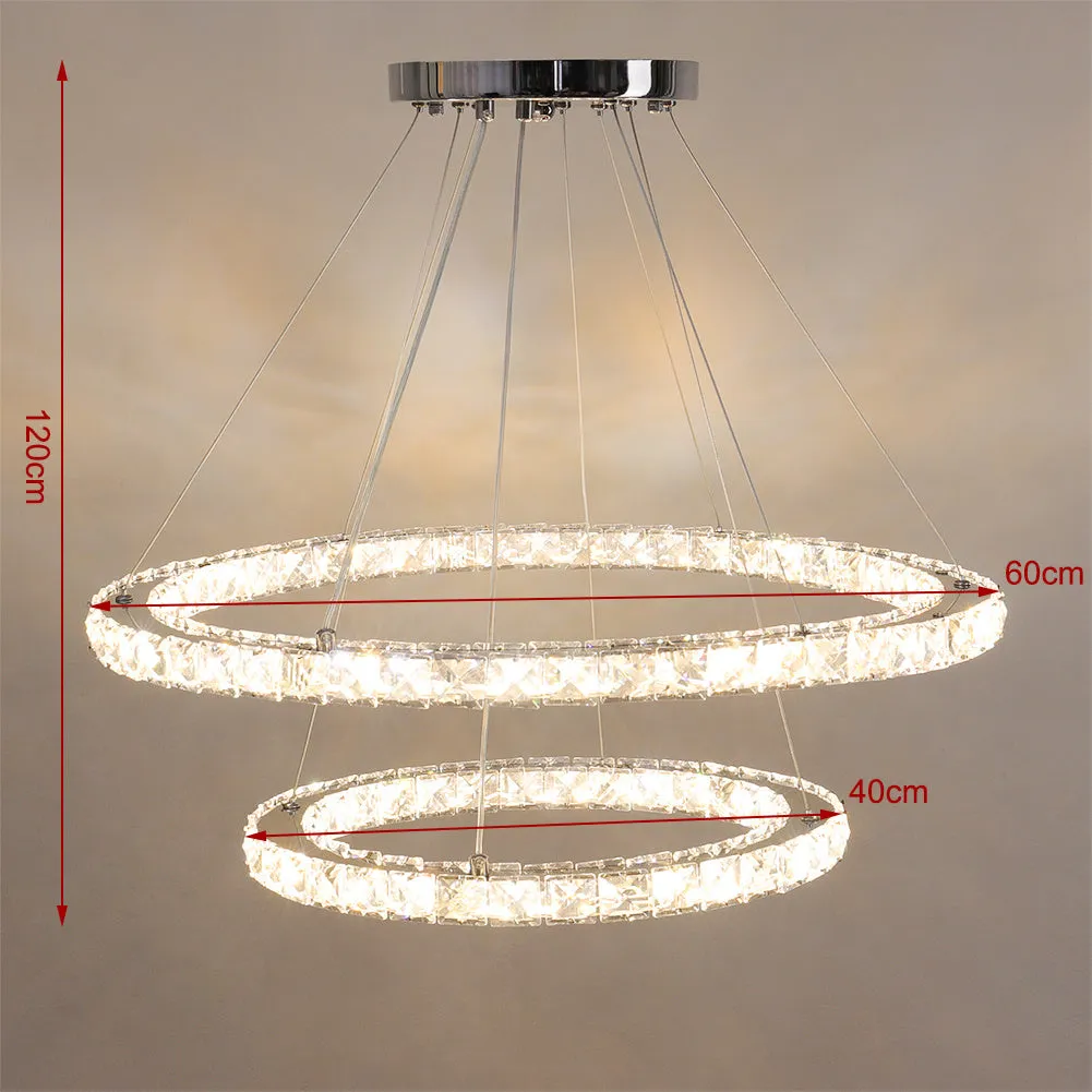 Modern 2-Tier Crystal LED Pendant Light