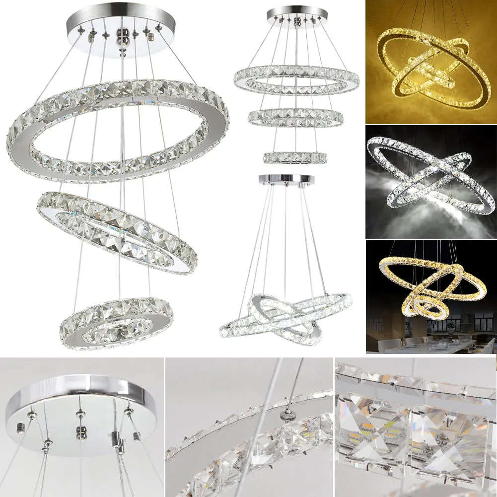 Modern 2-Tier Crystal LED Pendant Light