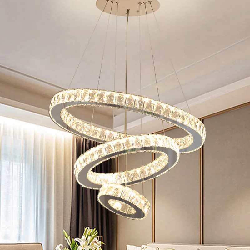 Modern 2-Tier Crystal LED Pendant Light