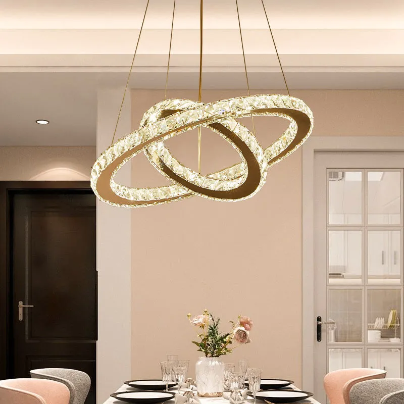Modern 2-Tier Crystal LED Pendant Light