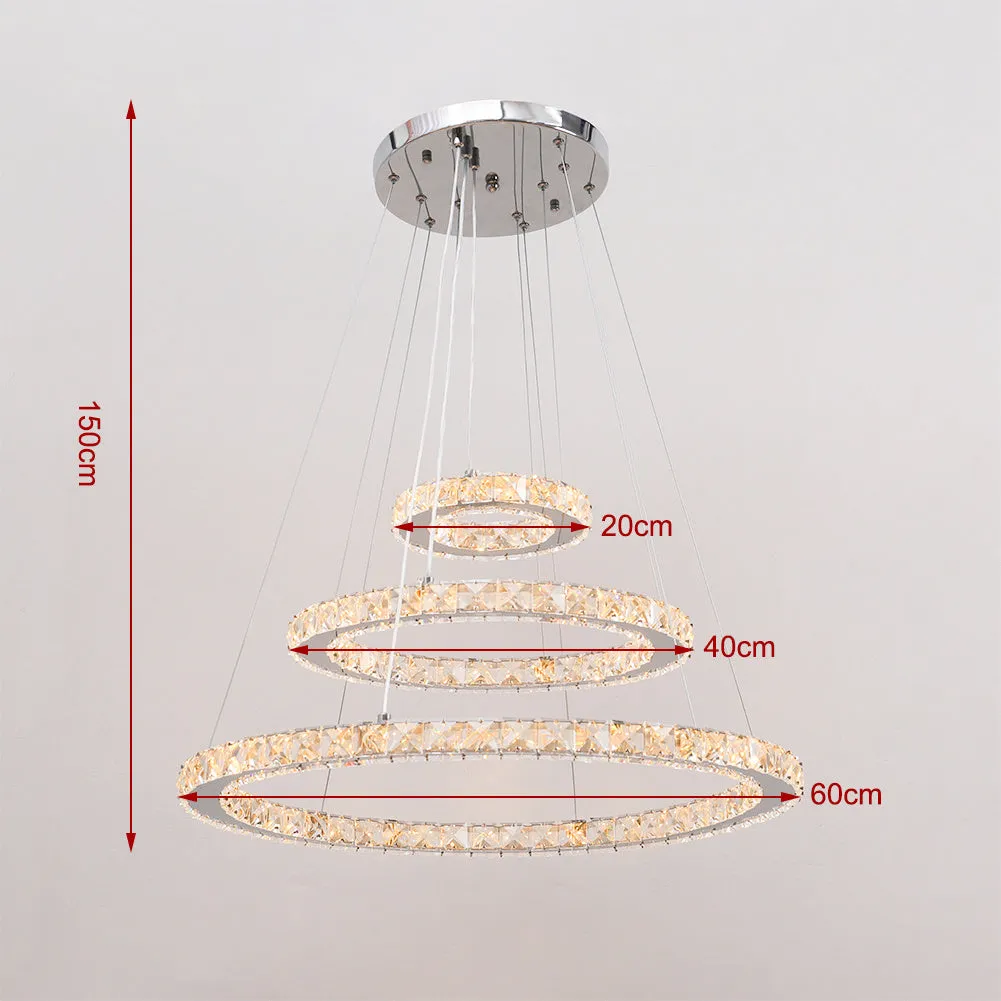Modern 2-Tier Crystal LED Pendant Light