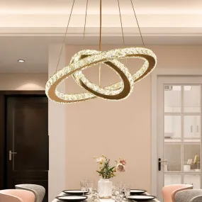 Modern 2-Tier Crystal LED Pendant Light