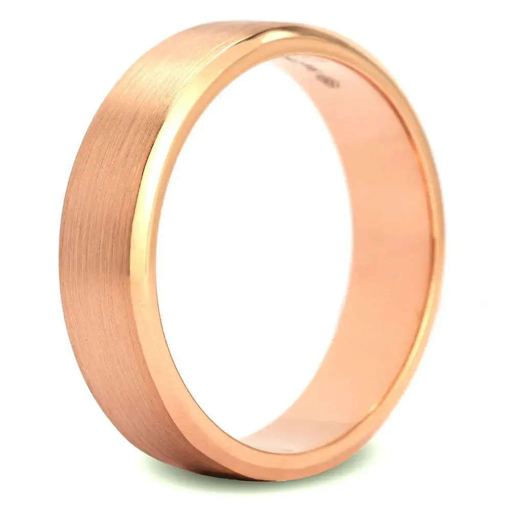 Moira Round Moissanite Curved Band and Satin Brushed  Wedding Rings in 18K gold