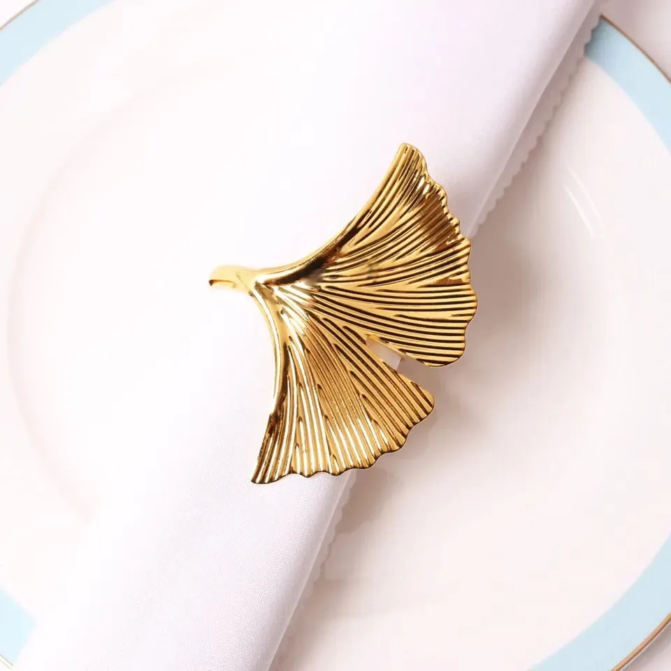 Napkin Holder Rings-Ginkgo Golden