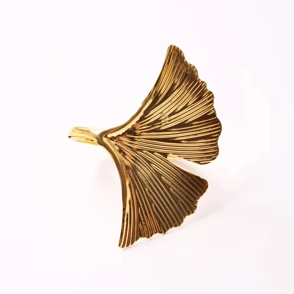 Napkin Holder Rings-Ginkgo Golden