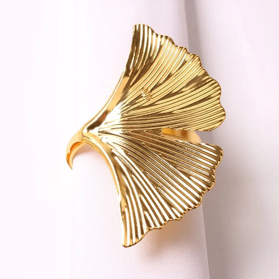 Napkin Holder Rings-Ginkgo Golden