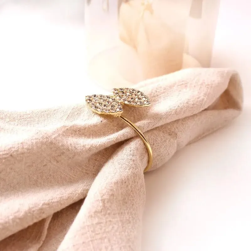 Napkin Holder Rings-Golden Dual Leaf