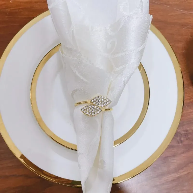 Napkin Holder Rings-Golden Dual Leaf
