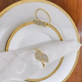 Napkin Holder Rings-Golden Dual Leaf