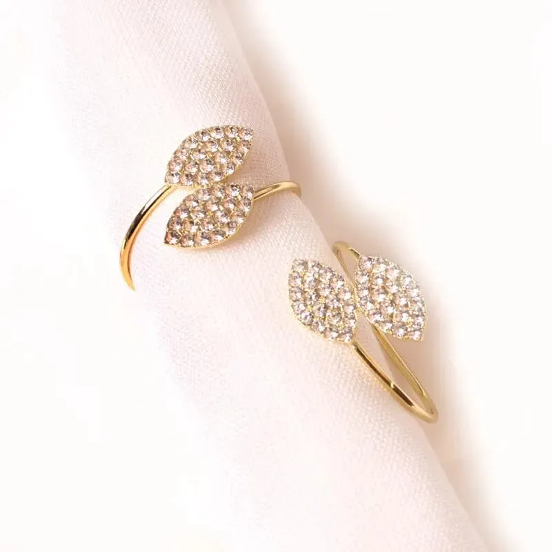 Napkin Holder Rings-Golden Dual Leaf
