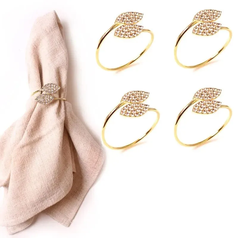 Napkin Holder Rings-Golden Dual Leaf