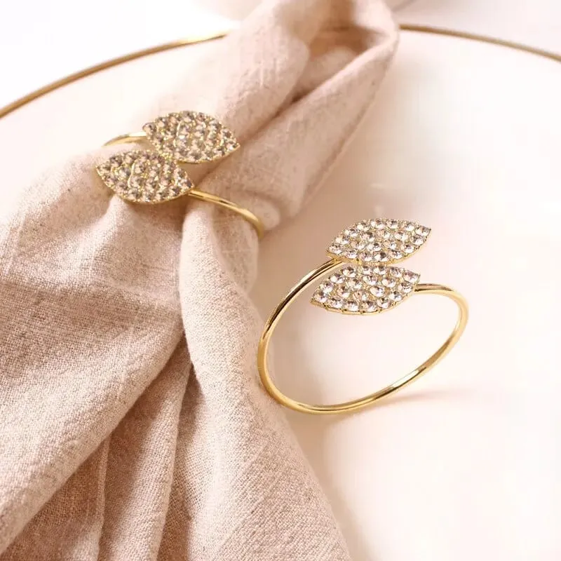 Napkin Holder Rings-Golden Dual Leaf